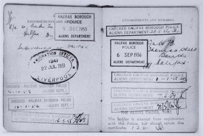 An Alien Registration Card with Police Stamps MyLearning